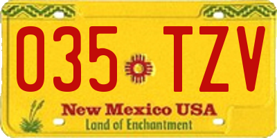 NM license plate 035TZV