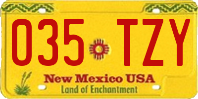 NM license plate 035TZY