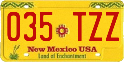 NM license plate 035TZZ