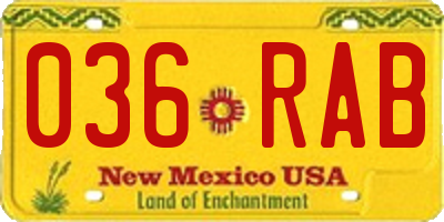 NM license plate 036RAB