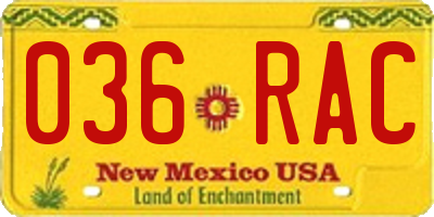 NM license plate 036RAC