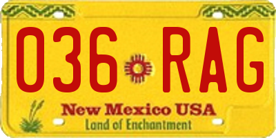 NM license plate 036RAG