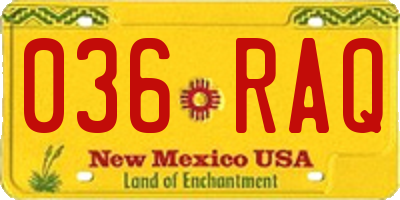 NM license plate 036RAQ