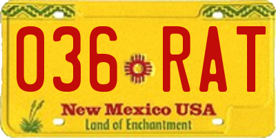 NM license plate 036RAT