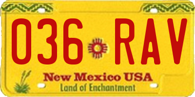 NM license plate 036RAV