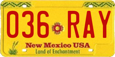 NM license plate 036RAY