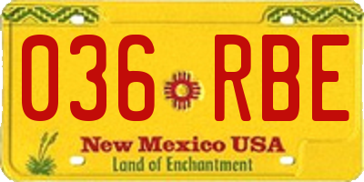NM license plate 036RBE