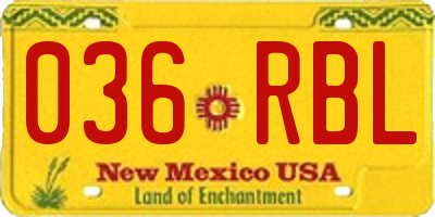 NM license plate 036RBL