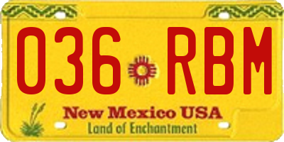 NM license plate 036RBM