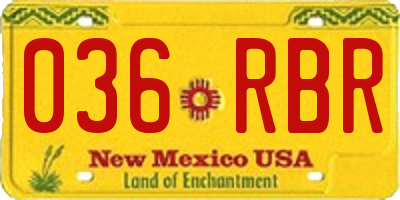 NM license plate 036RBR