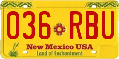 NM license plate 036RBU