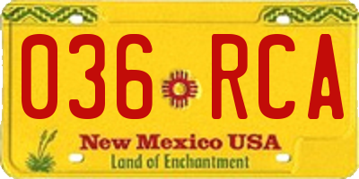 NM license plate 036RCA