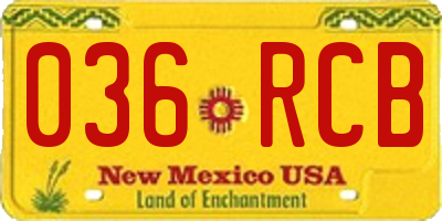 NM license plate 036RCB