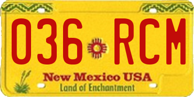 NM license plate 036RCM