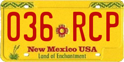 NM license plate 036RCP
