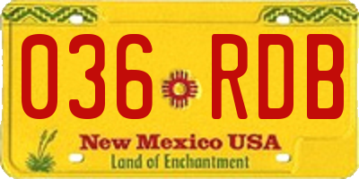 NM license plate 036RDB