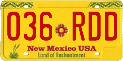 NM license plate 036RDD