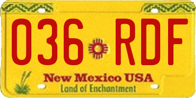 NM license plate 036RDF