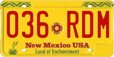 NM license plate 036RDM