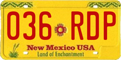 NM license plate 036RDP