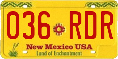 NM license plate 036RDR