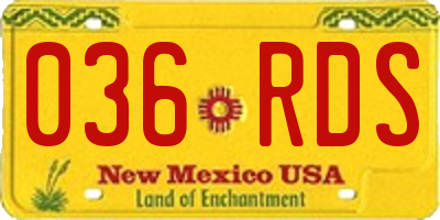 NM license plate 036RDS