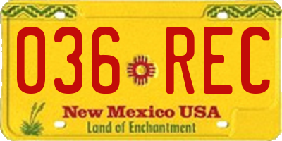 NM license plate 036REC