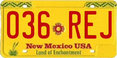 NM license plate 036REJ