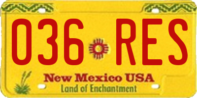 NM license plate 036RES