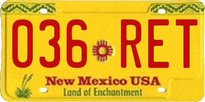 NM license plate 036RET
