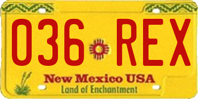 NM license plate 036REX