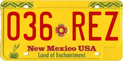 NM license plate 036REZ