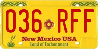 NM license plate 036RFF