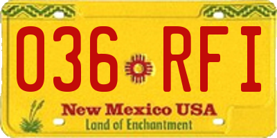 NM license plate 036RFI