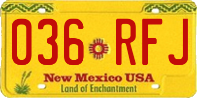 NM license plate 036RFJ