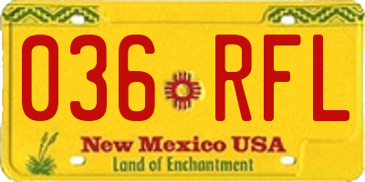 NM license plate 036RFL