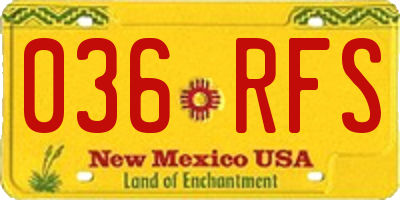 NM license plate 036RFS