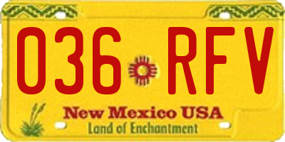 NM license plate 036RFV