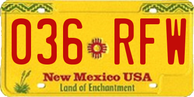 NM license plate 036RFW