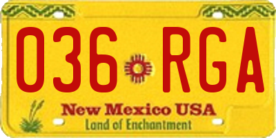NM license plate 036RGA