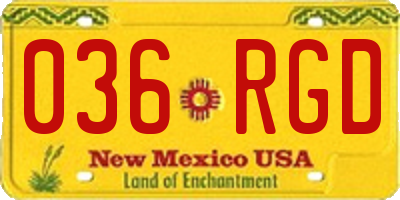 NM license plate 036RGD