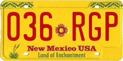NM license plate 036RGP