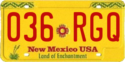 NM license plate 036RGQ