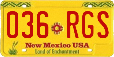 NM license plate 036RGS