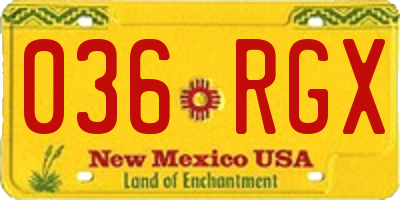 NM license plate 036RGX