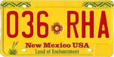 NM license plate 036RHA