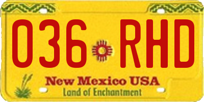 NM license plate 036RHD
