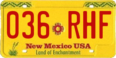 NM license plate 036RHF