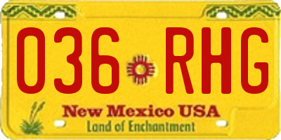 NM license plate 036RHG
