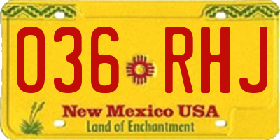 NM license plate 036RHJ